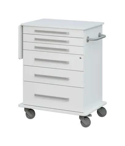 DEXTER 06 vozík asistenční, korpus a desky bílá / zásuvky bílá